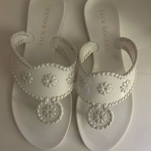 Jack Rogers White Braided Leather Sandals